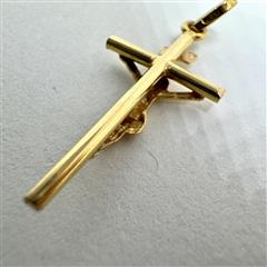 18K 750 Yellow Gold 1.4G Jesus Cross Pendant Charm!